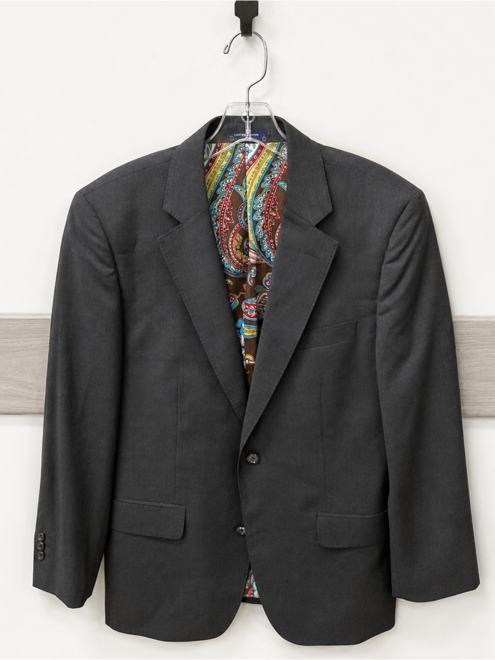 Bonobos Limited Edition Blazer Mens 40 Gray Wool Sport Coat Silk Paisley Lining